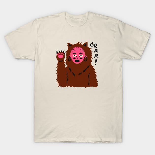 Scary Bear Grrr T-Shirt by MissRoutine